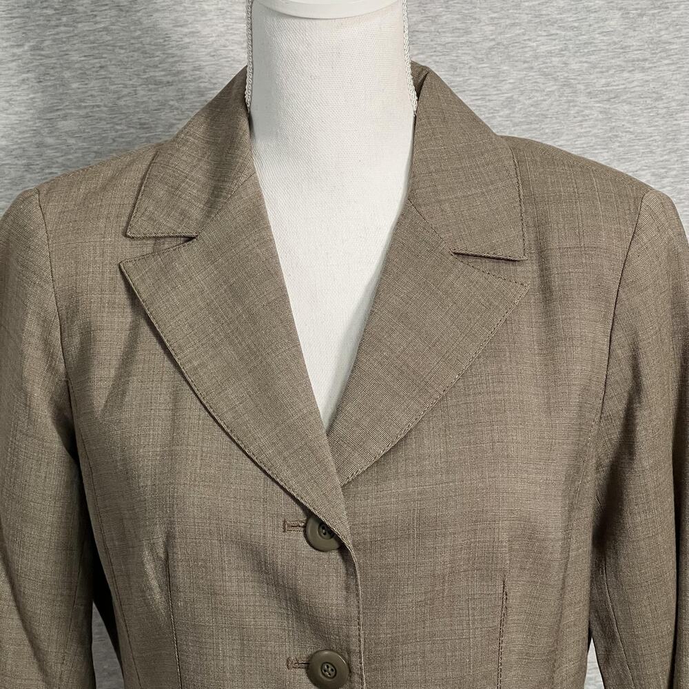Worth Blazer Womens 8 Lightweight Brown Wool Blend Tailored Career Jacket - Picture 3 of 15